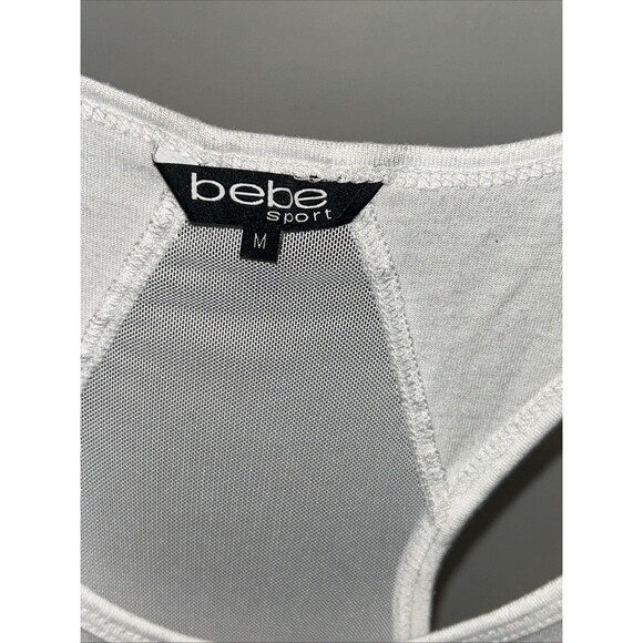 Women’s White Bebe Racer back Tank Top Size Medium - Picture 3 of 4